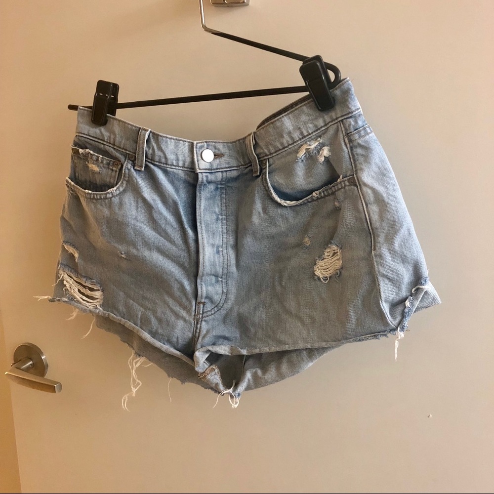 Reformation button fly jean shorts